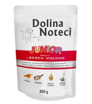 Karma mokra dla psa Dolina Noteci JUNIOR Serca wołowe saszetka 300g 