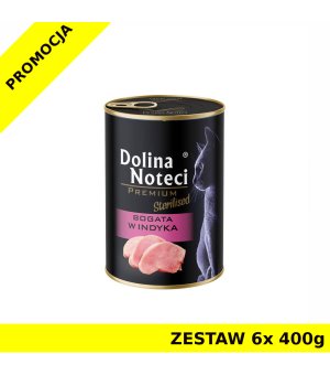 Dolina Noteci karma mokra dla kotów sterylizowanych bogata w Indyka ZESTAW 6x 400g