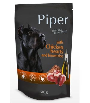 Piper serca z kurczaka z brązowym ryżem i szpinakiem 500g dla psa