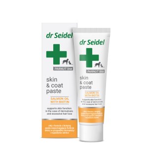 Dr Seidel SKIN & COAT PASTE - pasta wspomagająca funkcje skóry w przypadku dermatozy i wypadania sierści tubka 105ml (termin:25.10.2024)