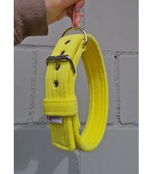 EL PERRO Obroża KENNEL GLAMOUR Soft 40-54cm; 4cm welur żółty 