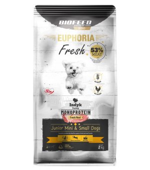 Euphoria Fresh Meat karma sucha dla szczeniąt Junior MONO Indyk XS/S 2kg