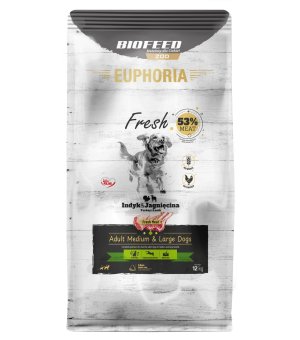 Euphoria Fresh Meat karma sucha dla psów dorosłych Indyk z Jagnięciną M/L 12kg
