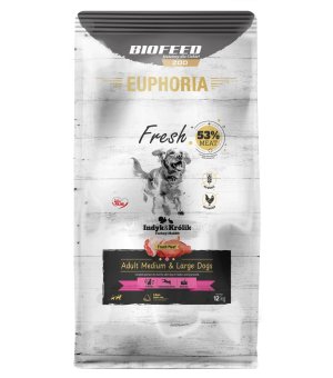 Euphoria Fresh Meat karma sucha dla psów dorosłych Indyk z Królikiem M/L 12kg