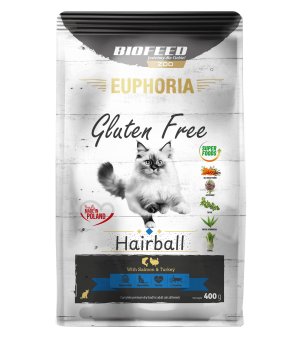 Euphoria Gluten Free Cat Hairball karma dla kota Indyk z Łososiem 400g