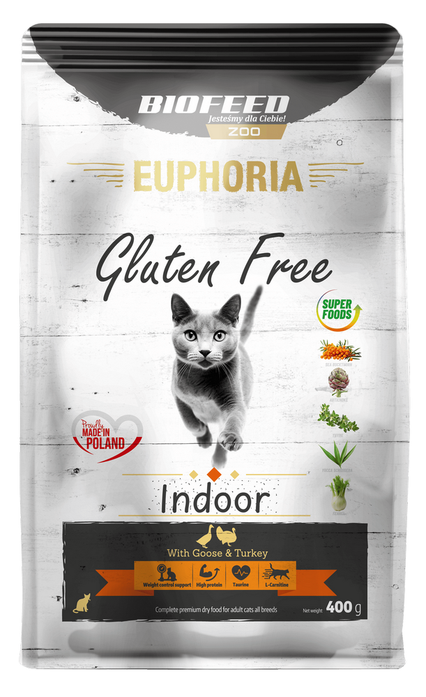 Euphoria Gluten Free Cat Indoor karma dla kota Indyk z Gęsią 400g