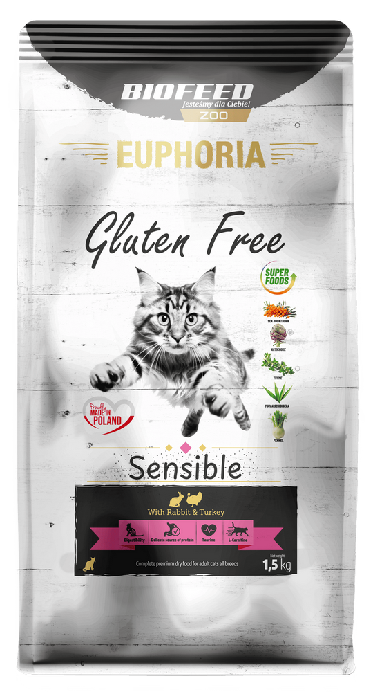 Euphoria Gluten Free Cat Sensible karma dla kota Indyk z Królikiem 1,5kg