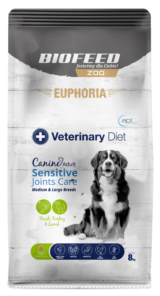 Euphoria VET Canine Sensitive Joints Care Turkey with Lamb - karma sucha dla psów z problemami ze stawami M/L 8kg