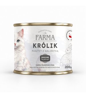 Farma karma mokra dla kota monobiałkowa Królik 200g