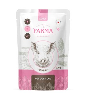 Farma karma mokra dla psów dorosłych Wieprzowina Monoproteinowa 500g saszetka