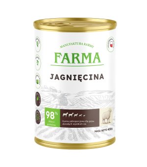 Farma karma mokra dla psów dorosłych Select Monobiałkowa Jagnięcina 400g