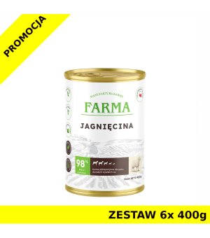 Farma karma mokra dla psów dorosłych Select Monobiałkowa Jagnięcina ZESTAW 6x 400g