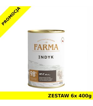  Farma karma mokra dla psów dorosłych Select Monobiałkowa Indyk ZESTAW 6x 400g