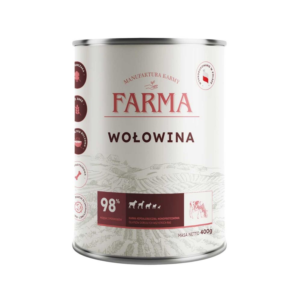 Farma karma mokra dla psów dorosłych Select Monobiałkowa Wołowina 400g