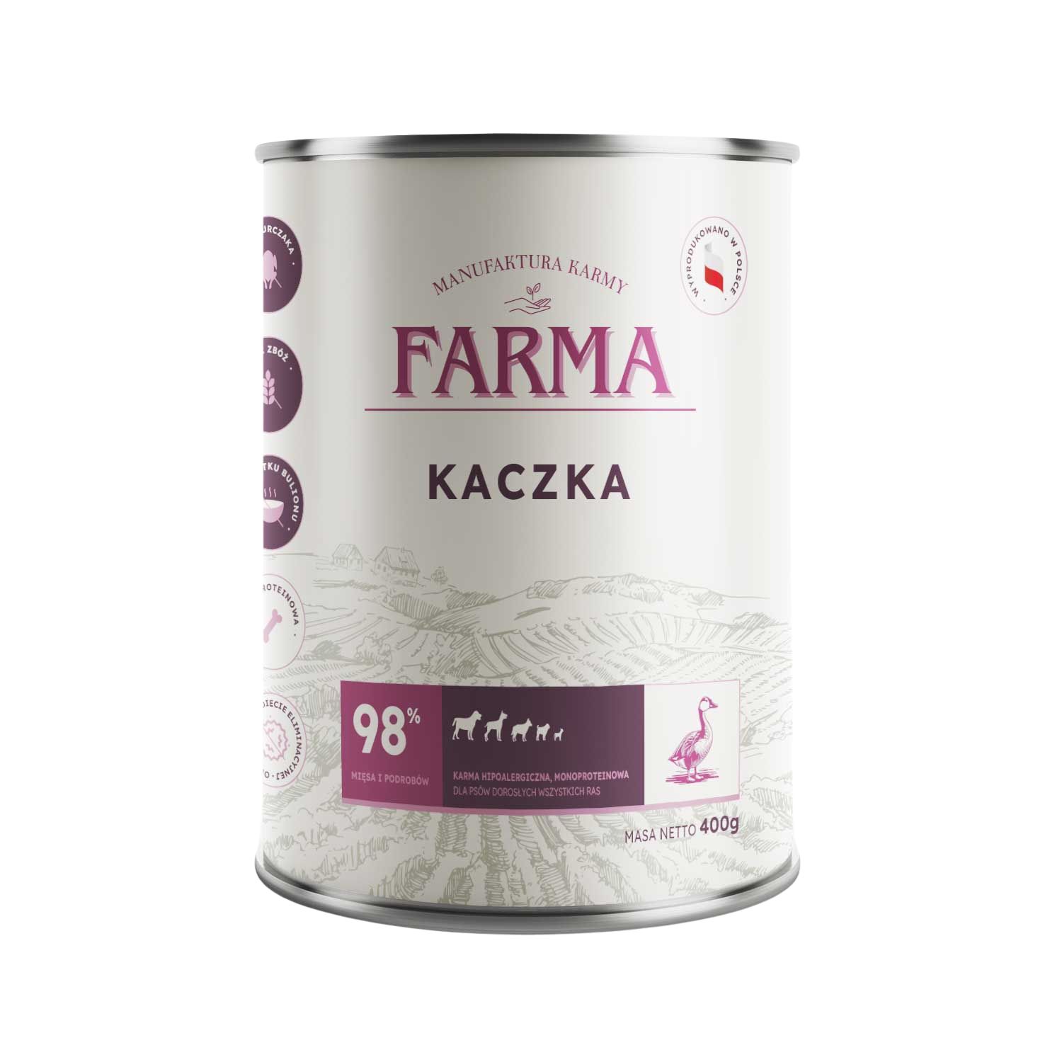 Farma karma mokra dla psów dorosłych Select Monobiałkowa Kaczka 400g
