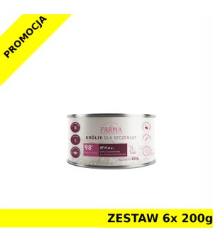 Farma karma mokra dla szczeniąt Select Monobiałkowa Królik ZESTAW 6x 200g