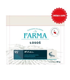 Farma karma tłoczona na zimno dla psów dorosłych Łosoś 50g - próbka