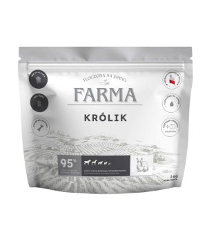 Farma karma tłoczona na zimno dla psów dorosłych Królik 2kg - NOWA RECEPTURA