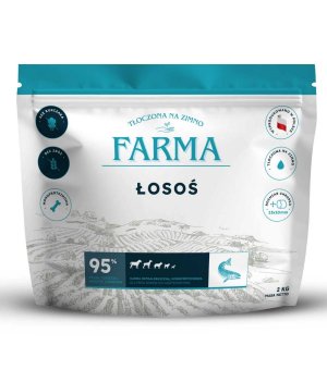 Farma karma tłoczona na zimno dla psów dorosłych Łosoś 2kg - NOWA RECEPTURA