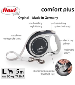Flexi Comfort Plus L taśma 5m - szary