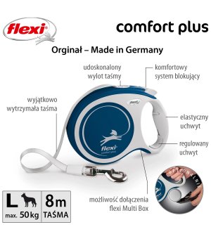 Flexi Comfort Plus L taśma 8m - niebieski