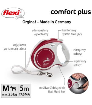 Flexi Comfort Plus M taśma 5m - czerwony