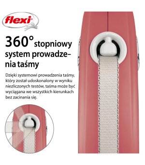 Flexi Comfort Plus XS taśma 3m - jasny czerwony