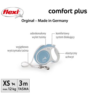 Flexi Comfort Plus XS taśma 3m - jasny niebieski