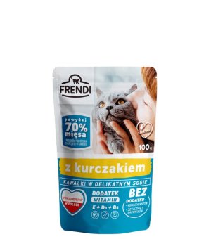 Frendi kawałki w delikatnym sosie z Kurczakiem dla kota 100g