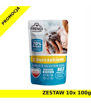 Frendi kawałki w delikatnym sosie z Kurczakiem dla kota ZESTAW 10x 100g