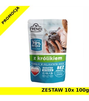 Frendi kawałki w delikatnym sosie z Królikiem dla kota ZESTAW 10x 100g