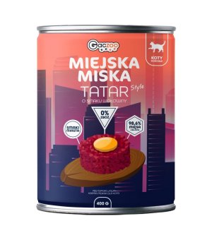 GACZOO Miejska Miska karma mokra dla kota Tatar Wołowy 400g