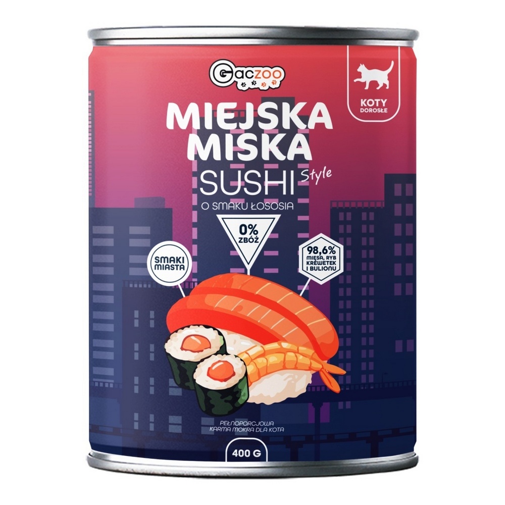 GACZOO Miejska Miska karma mokra dla kota Sushi 400g