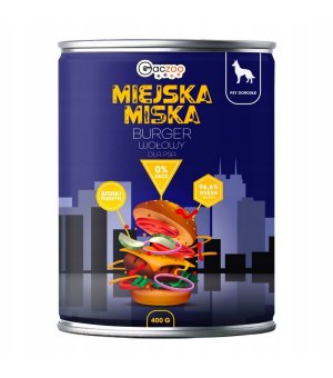 GACZOO Miejska Miska karma mokra dla psa Burger Wołowy 400g