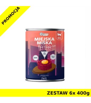 GACZOO Miejska Miska karma mokra dla kota Tatar Wołowy ZESTAW 6x 400g