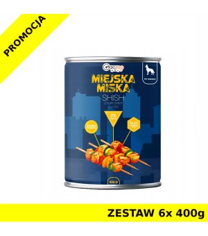 GACZOO Miejska Miska karma mokra dla psa Szaszłyk z Kurczaka ZESTAW 6x 400g
