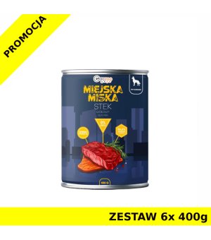 GACZOO Miejska Miska karma mokra dla psa Stek Wołowy ZESTAW 6x 400g