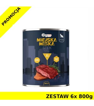 GACZOO Miejska Miska karma mokra dla psa Stek Wołowy ZESTAW 6x 800g