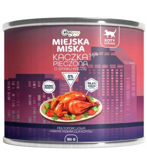 GACZOO Miejska Miska karma mokra dla kota Kaczka Pieczona 185g