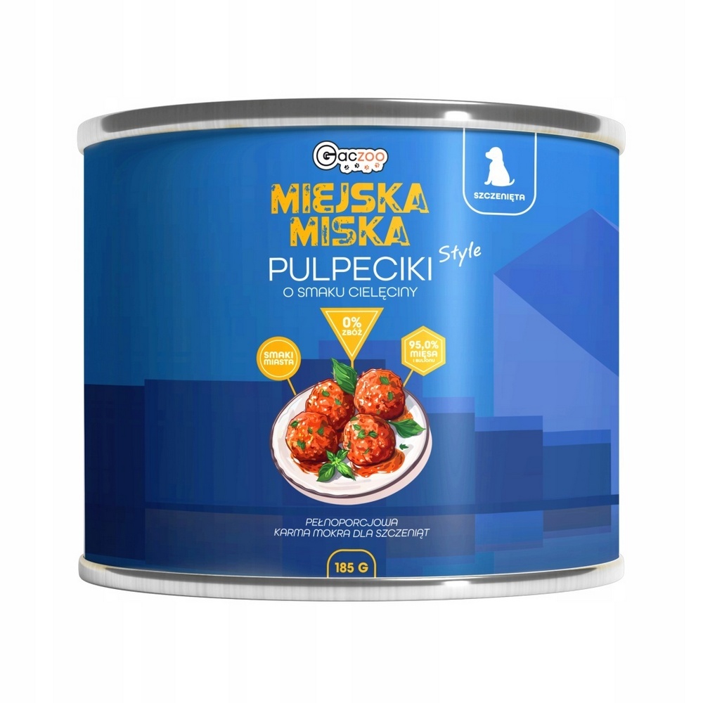 GACZOO Miejska Miska karma mokra dla szczeniąt Pulpeciki Cielęce 185g