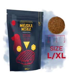 GACZOO Mijska Miska karma sucha dla psów dorosłych Stek Wołowina L/XL 400g