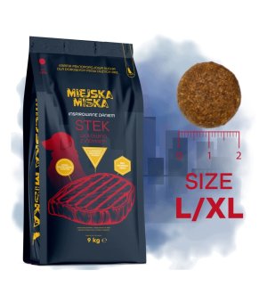GACZOO Mijska Miska karma sucha dla psów dorosłych Stek Wołowina L/XL 9kg
