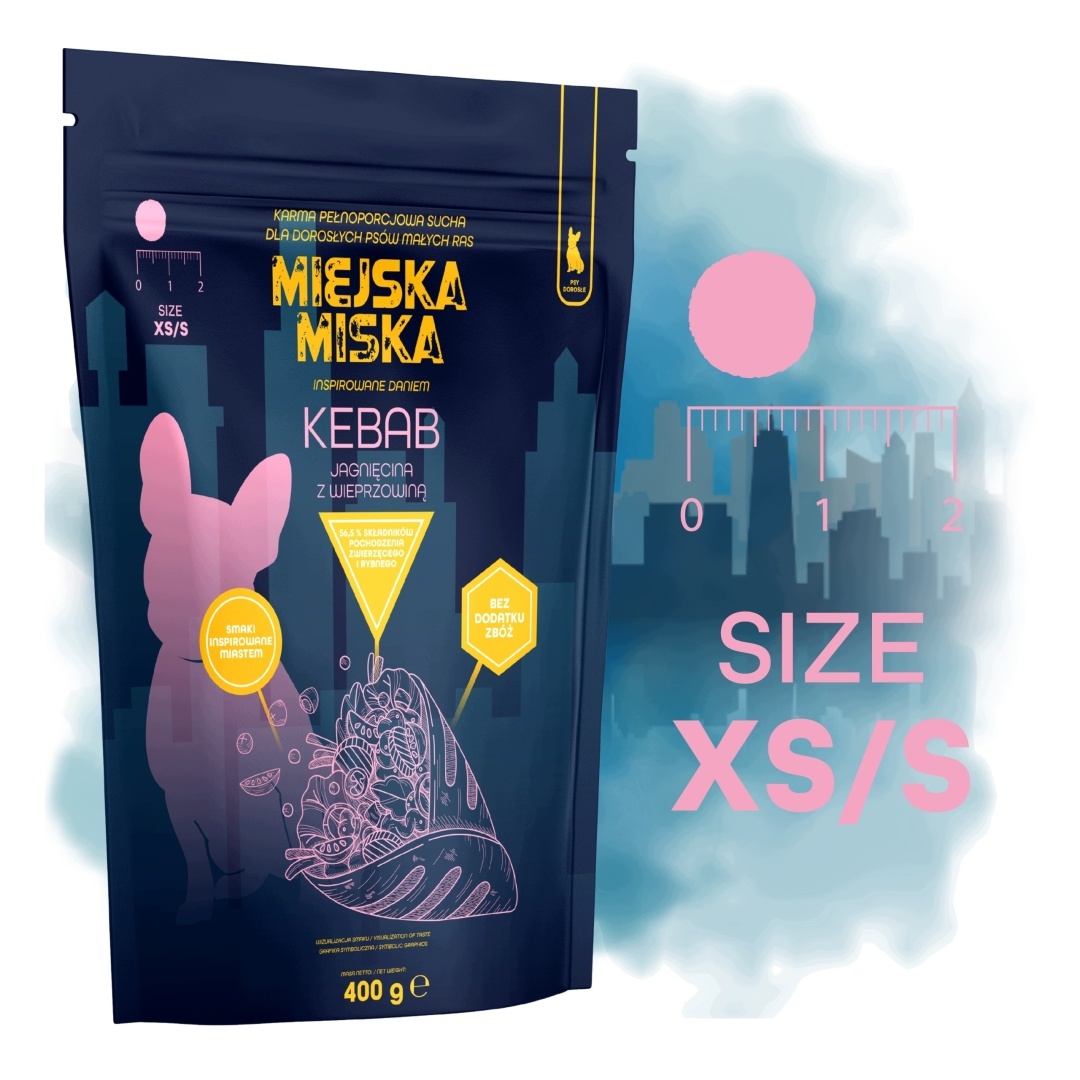 GACZOO Mijska Miska karma sucha dla psów dorosłych Kebab Jagnięcina XS/S 400g
