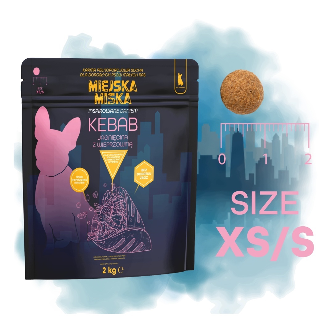 GACZOO Mijska Miska karma sucha dla psów dorosłych Kebab Jagnięcina XS/S 2kg