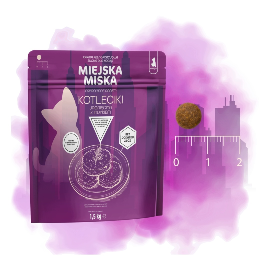 GACZOO Mijska Miska karma sucha dla kociąt Kotleciki Jagnięce XS/S 1,5kg