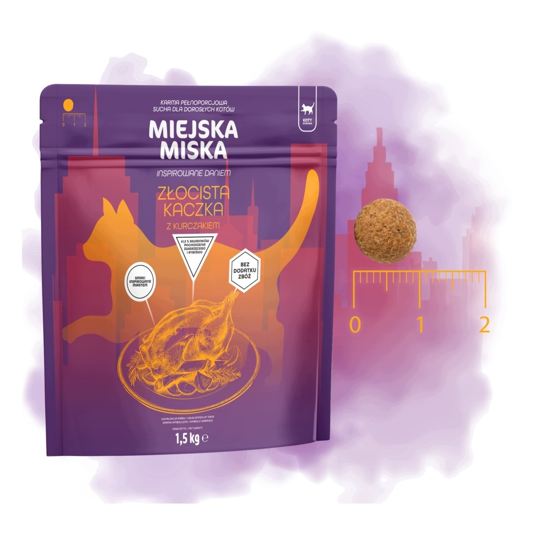 GACZOO Mijska Miska karma sucha dla dorosłych kotów Kaczka Złocista XS/S 1,5kg