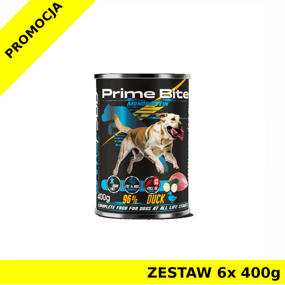 GAME DOG mokra karma dla psa Prime Bite Duck - Kaczka z Cukinią ZESTAW 6x 400g