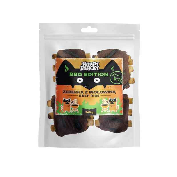 HAPPY SNACKY BBQ Żeberka z Wołowiną 240g