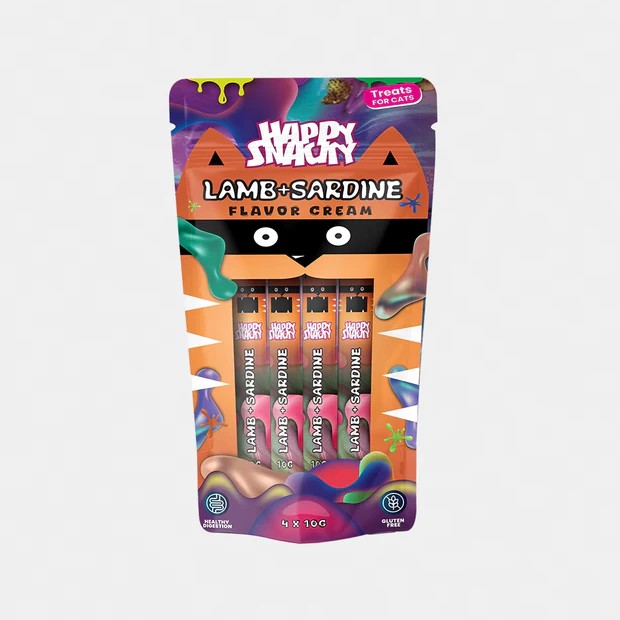 HAPPY SNACKY Krem dla kota Jagnięcina z Sardynką 4x 10g