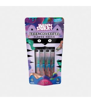 HAPPY SNACKY Krem dla kota Wołowina z Makrelą  4x 10g
